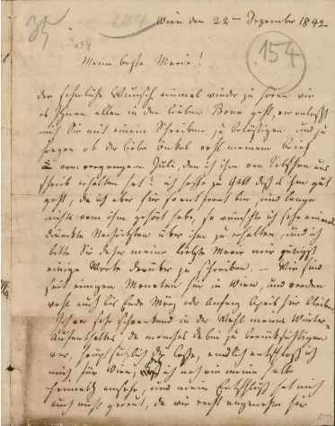 Ein echter Brief in Kurrentschrift, Wien 1842: „Meine beste Marie!“