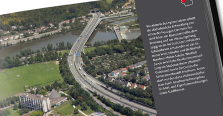 „Regensburg im Fokus“ neu aufgelegt. J+R gestaltete das Luftbildbuch neu.