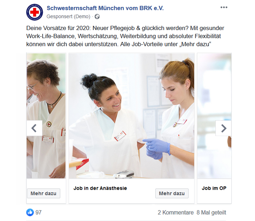 Werbeagentur Regensburg Referenz Schwesternschaft München Recruiting Pflegekräfte