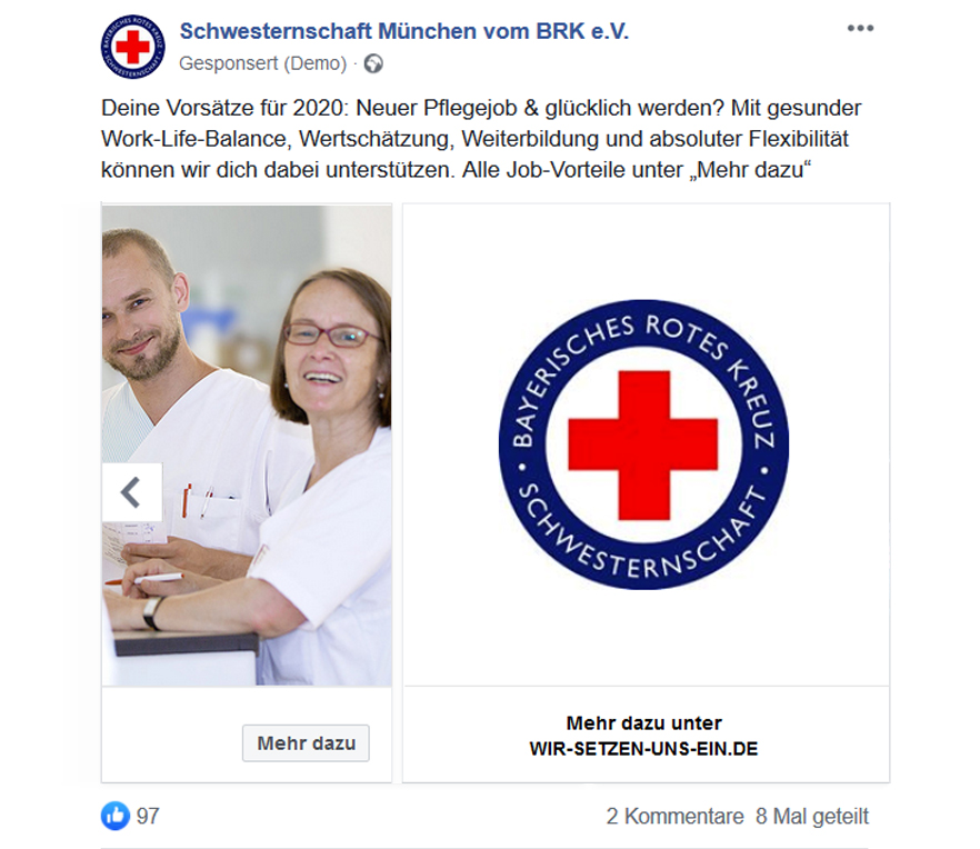 Werbeagentur Regensburg Referenz Schwesternschaft München Recruiting Pflegekräfte