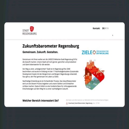 AB IN DIE ZUKUNFT! Regensburg ist Vorreiter! Als eine der ersten hat die Stadt einen freiwilligen Nachhaltigkeitsbericht...